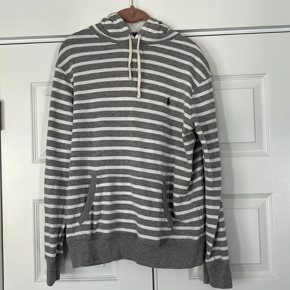 Mens polo long sleeve hooded sweatshirt